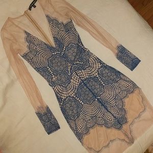 For Love & Lemons Blue Antigua Dress
